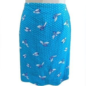 Lily Pulitzer White Label Busy Bees Scalloped Edge Skirt Size 8